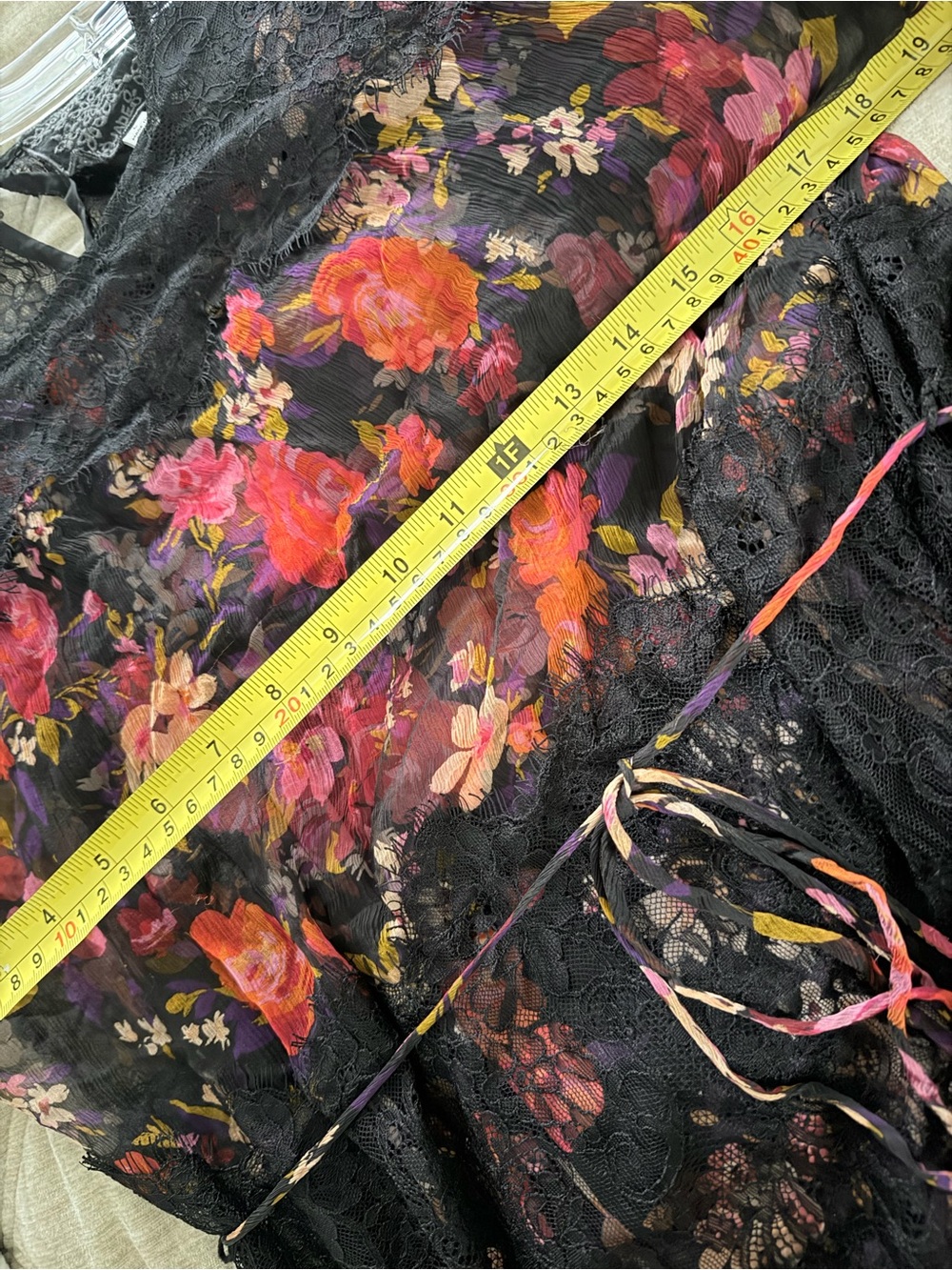 Johnny Was Black Sheer Floral Lace Maxi Dress with Pink & Orange Blooms #elegat - Picture 6 of 6